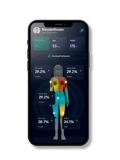 Hume Pod app comparing muscle balance between left and right arms and legs