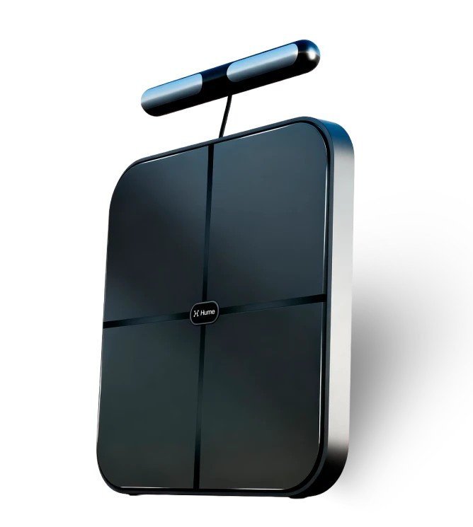 Hume Pod scale close-up showing the sensor platform and handheld bar